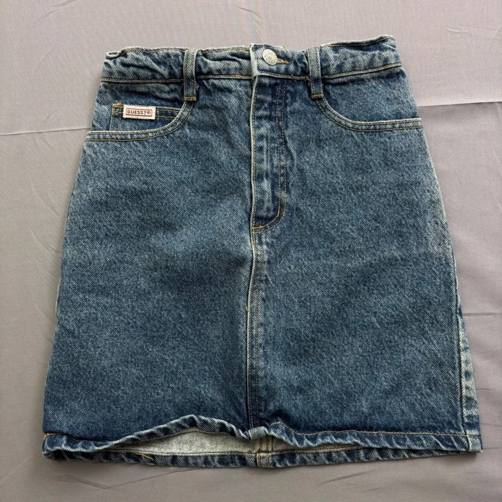 Vintage Guess USA Denim Mini Skirt High Waisted Medium Wash Blue Size‎ 12 Girls